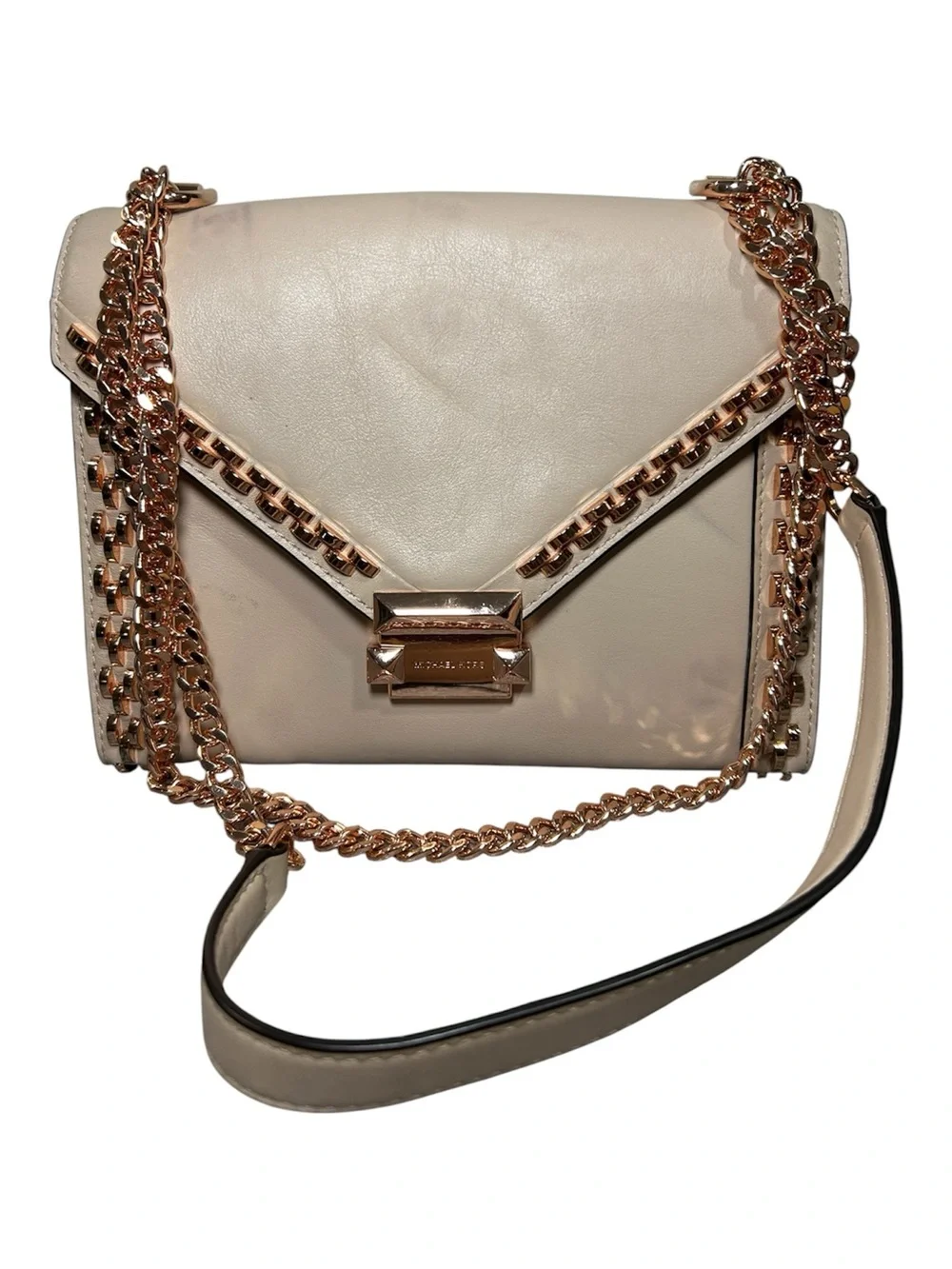 Michael Kors Whitney Leather Shoulder Handbag Soft Pink Rose Gold $378